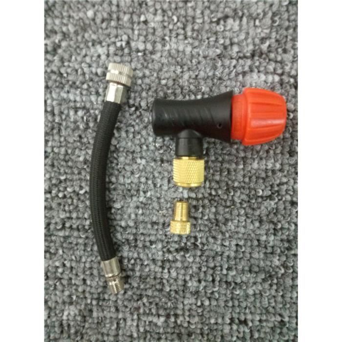 Pompe à CO2 Vélo - Adaptateur Double Valve Presta/Schrader - Léger 64g - Alliage Alu - Sans Cartouche