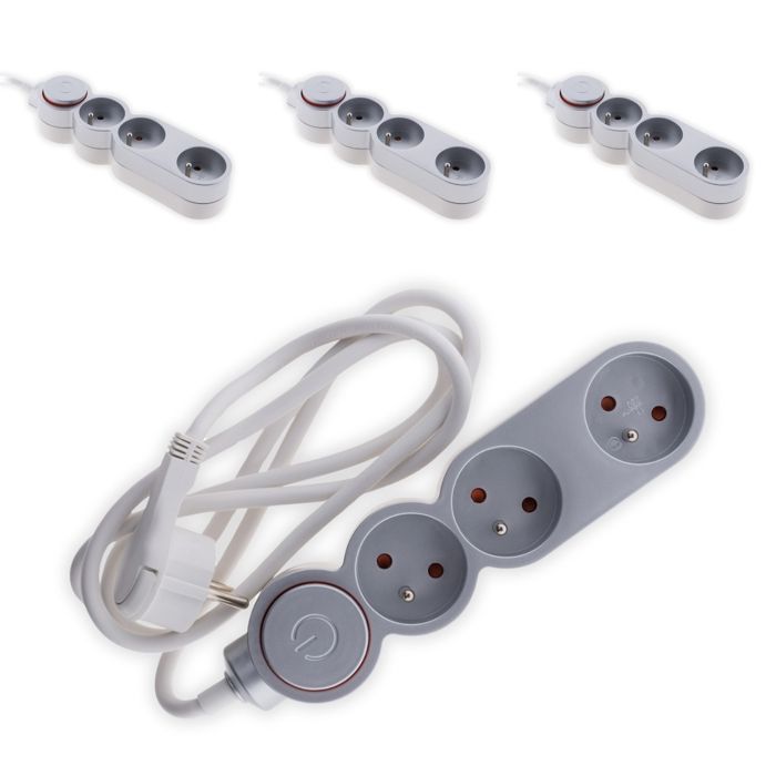 Lot de 4 multiprises Home 3 prises 16A 2P+T - Silver - Zenitech ...