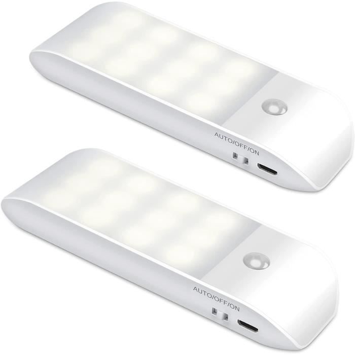 Veilleuse LED Rechargeable, Avec Détecteur De Mouvement, Lampe De Placard Avec Bande Magnetique Pour Armoire Couloir Escalier Cuisine 2 Pack 96545570