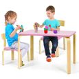 COSTWAY Ensemble Table et Chaise pour Enfant, Inclus 1 Table et 2 Chaises, Bonne Protection En Bois Courbé, Idéal pour l’Intérieur-1
