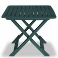 11724® Ensemble Table de bistro de 2 à 4 personnes + 2 chaises pliable - Mobilier de salle à manger de jardin - Plastique Vert-1