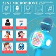 Microphone Karaoke Sans Fil,Karaoké Microphone Bluetooth Portable pour enfant avec haut-parleur -Bleu-1