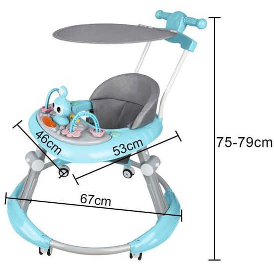 Trotteur Bébé 6-18 Mois, Trotteur Marche Bébé Evolutif 2 en 1, Pousseur