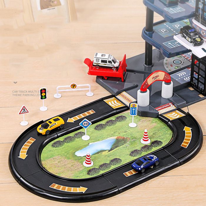 Parking 3 étages En Bois Pour Enfants – Garage Avec 4 Voitures, 1 Hélicoptère, Panneaux Et Ascenseur | Dès 2 Ans – Jeu éducatif Et Immersif
