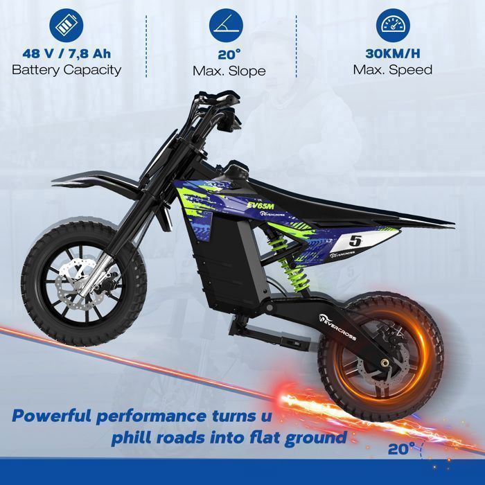 Moto Électrique Enfant Noir EVERCROSS - 150W 5.2Ah 10KM - 2 Vitesse réglables - Cadeau Enfant idéal 3 à 12 Ans