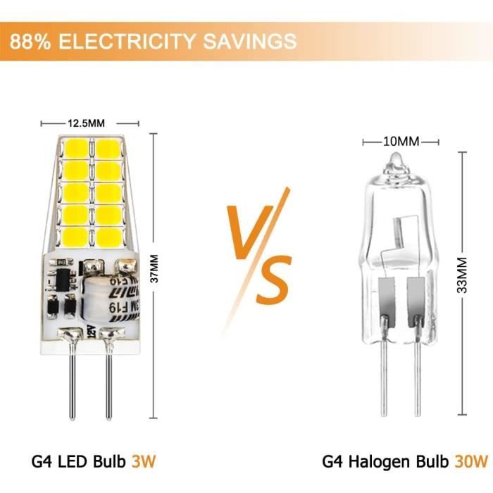 Ampoule led g4 12vac/dc, auting blanc froid 6000k 3. 5w 400lm, ampoules  d'éclairage équivalent à 35w halogène, non dimmable,10 pièces - Équipements  électriques pour luminaire - Achat & prix