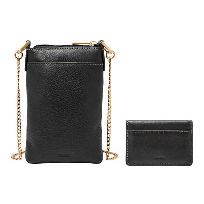 FOSSIL Sac téléphone portable noir en cuir pour femme - Harper Phone ...