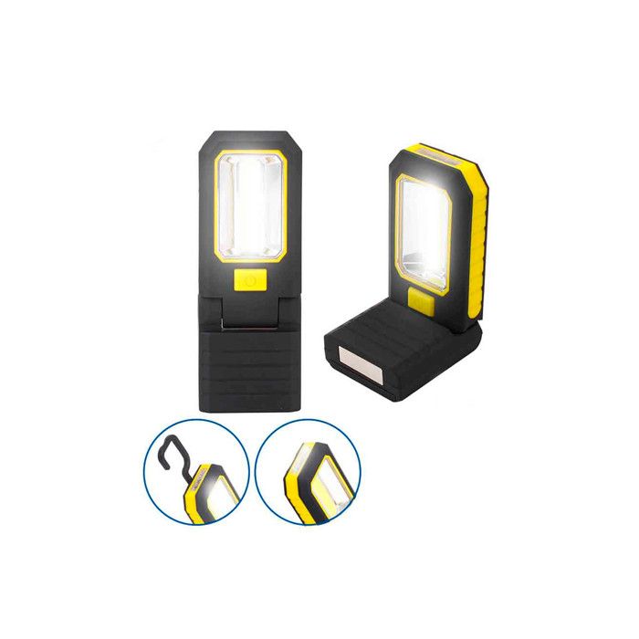 Lampe LED Virone WL-7 3W 200 Lm – Avec Aimant Et Crochet, 3xAA – Pour Chantier, Voiture, Camping
