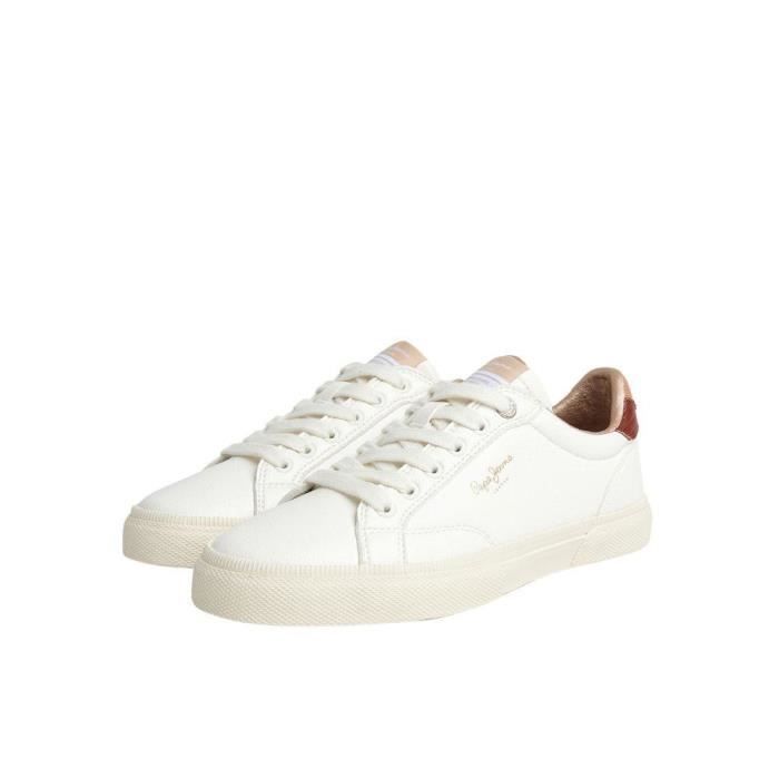 Baskets Femme PEPE JEANS Kenton Class PLS31537 Blanc Synthetique Lacets Blanc Cdiscount Chaussures