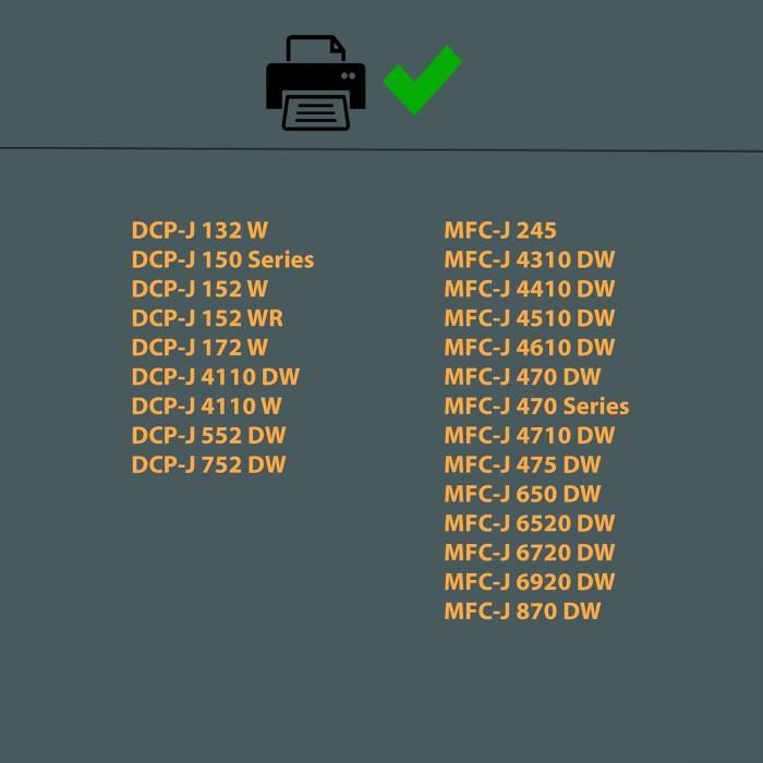 D&C 3X Schwarz Druckerpatronen Kompatibel für Brother LC-123 LC123 XL für DCP-J152W DCP-J172W
