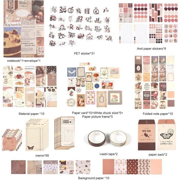 SAVITA Kit de Journal Intime Fille, Rose Scrapbooking Materiel Kit