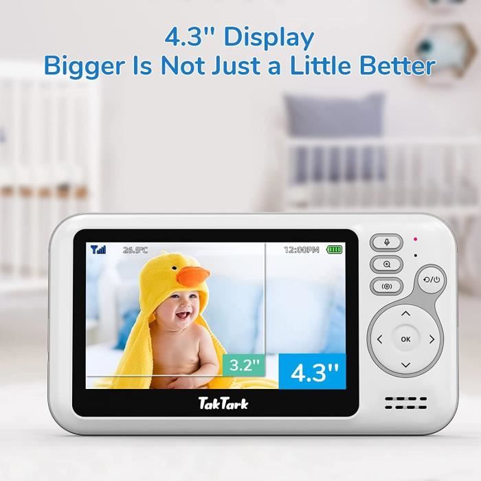 TakTark Babyphone Camera, Babyphones 4.3'' Babyphone Vidéo, Camera Bebe  Surveillance, Visiophone Bébé, VOX, Vision Nocturne, Com28 - Cdiscount  Puériculture & Eveil bébé