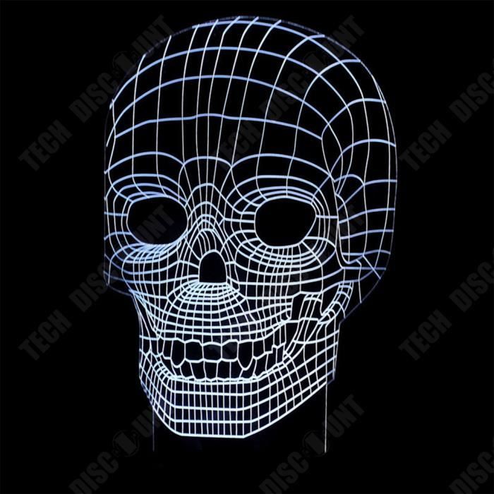 Lampe 3D LED Personnalisable Tête De Mort Pirate - 16 Couleurs, Nom Gravé, Cadeau Enfant Ou Déco Chambre
