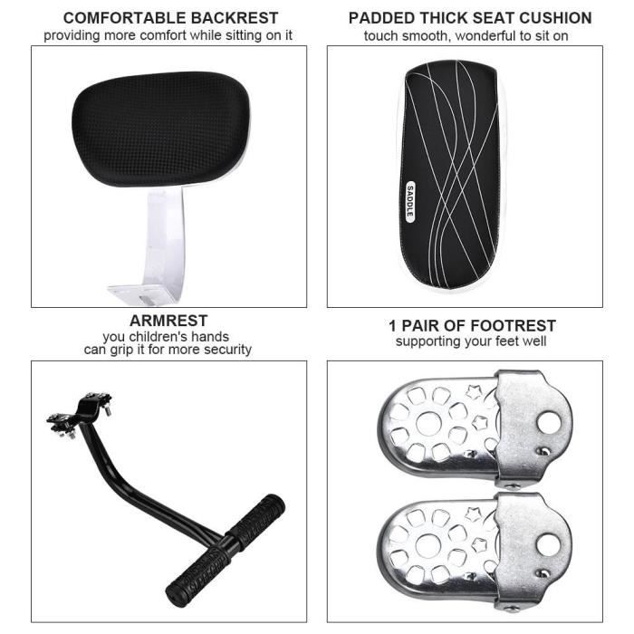 Selle De Vélo Pour Enfants - Tige De 25 Mm De Diamètre - Cuir PU Et Fer - Confortable - 20x13 Cm