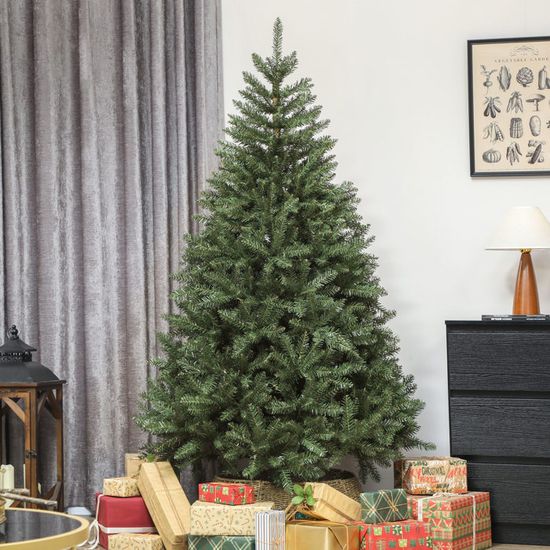 Sapin De Noël Artificiel Slim 180cm HOMCOM - 321 Pointes, Branches Pré-étalées, Ignifuge, Support Inclus, Vert