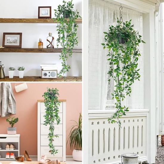 SLTAXAR 2PCS Plante Artificielle Tombante 75cm Avec Pot - Lierre Faux Plante Décoration Intérieur Extérieur Salon Chambre