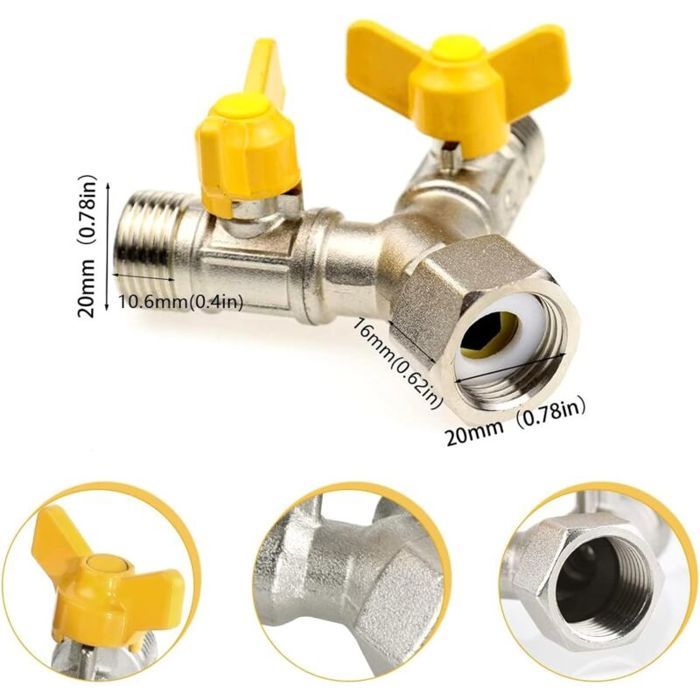 Raccord En Laiton En Forme De Y 3 Voies, 1/2 Pouce - Vanne De Connexion Pour Tuyauterie, Douche, Bidet - Chrome