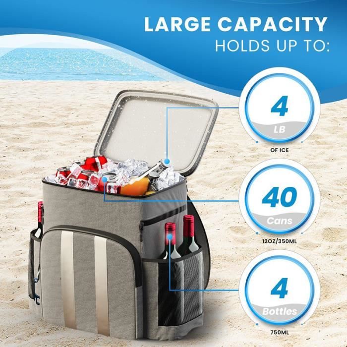 Sac à Dos Isotherme Sac Isotherme Grande Capacité 40L,Sac Réfrigérant à  Repas Sac Repas Portable pour Homme Femme Plage/Camping - Cdiscount Maison