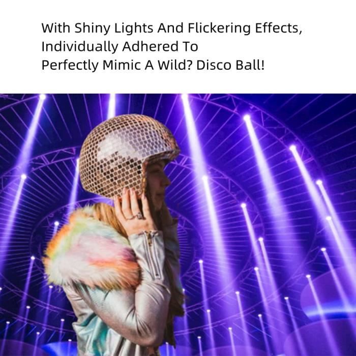 Casque Disco Ball à paillettes avec masque argenté, avec visière  rétractable, Cool, pour fête et danse