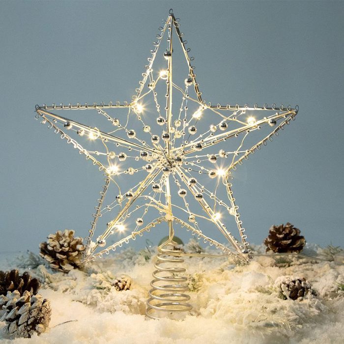 Etoile De Sapin Lumineuse Décoration De Sapin De Noël étoile Blanche Pailletée - Lokore | Rebecca Furniture Décoration Noël Paillettes