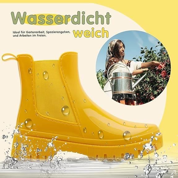 Bottes de pluie femme Caoutchouc impermeable Jaune Haute Adulte Jaune Cdiscount Chaussures