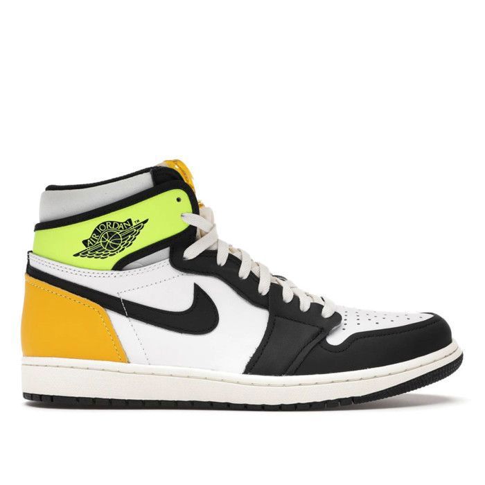 Basket Nike AIR JORDAN 1 RETRO HIGH OG Blanc Noir Vert fluo Jaune Homme Femme Blanc Cdiscount Chaussures