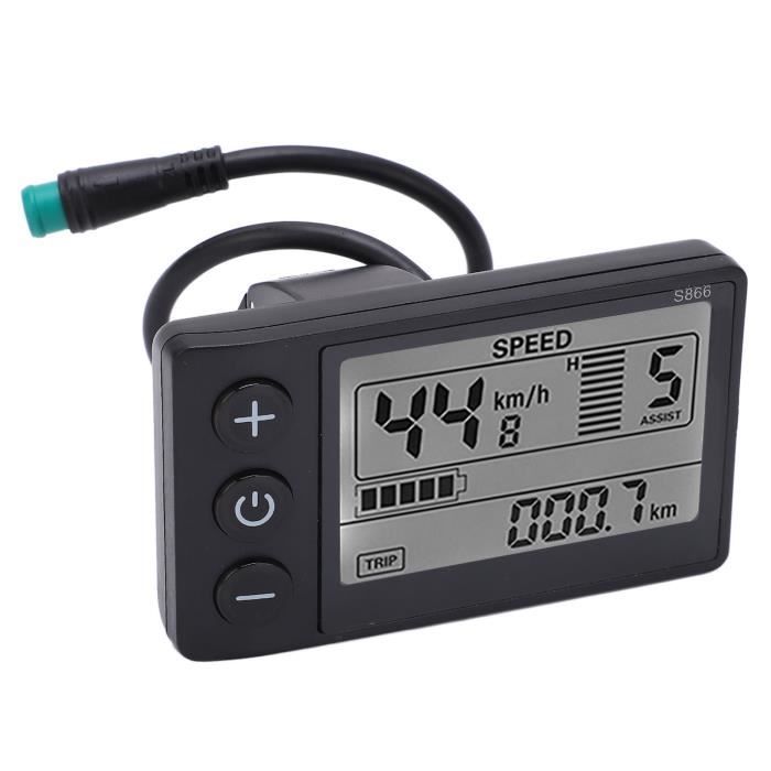 Kanylavy ÉCran LCD Ebike S861 avec Prise SM pour Panneau de Commande de ContrôLeur BLDC de VéLo éLectrique Noir 24V-36V