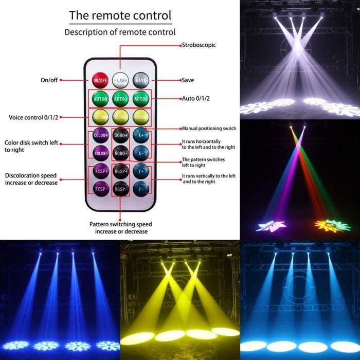 UKing 100W Lumière de Scène - Lyre LED RGBW DMX512 Beam - Jeux de Lumiere DJ Pour Party Disco