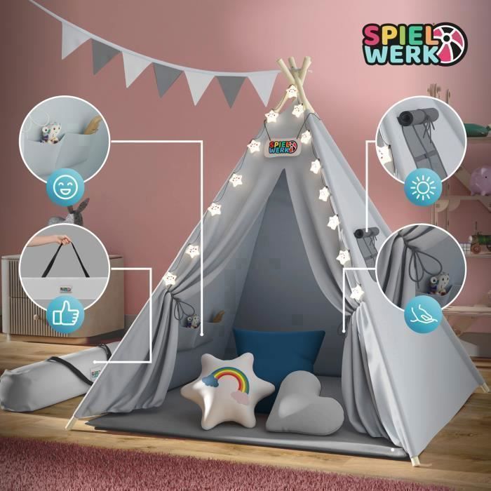 Tente De Jeu Pour Enfants - Maison De Jeu Intérieur/extérieur - Grande Tente Avec Tapis - Pour Garçons Et Filles - 5