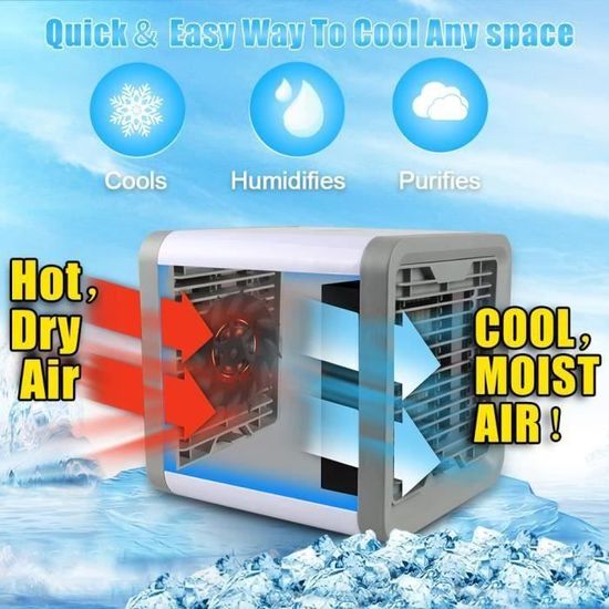 Couvre Jusqu/à 25m/² 3 Vitesses Pains de Glace Fournis Rafra/îchisseur dair Mobile Airfresh4-3 en 1 avec Fonction Rafra/îchisseur Ventilateur et Humidificateur CLIMADIFF