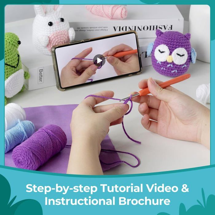 Kit de crochet pour débutants - Kit de fil à crochet en forme d'animal