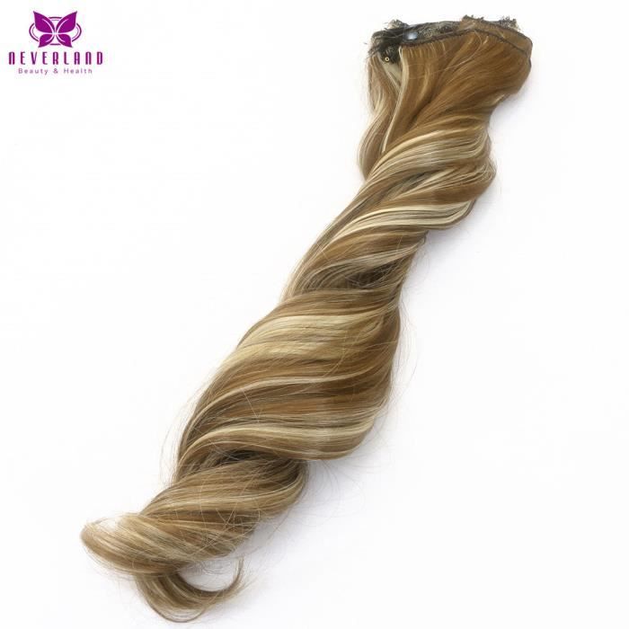 Extension Clip-in Cheveux Synthétiques Ondulés Vert Clair 45cm - Mèche Résistante à La Chaleur WIG ME UP