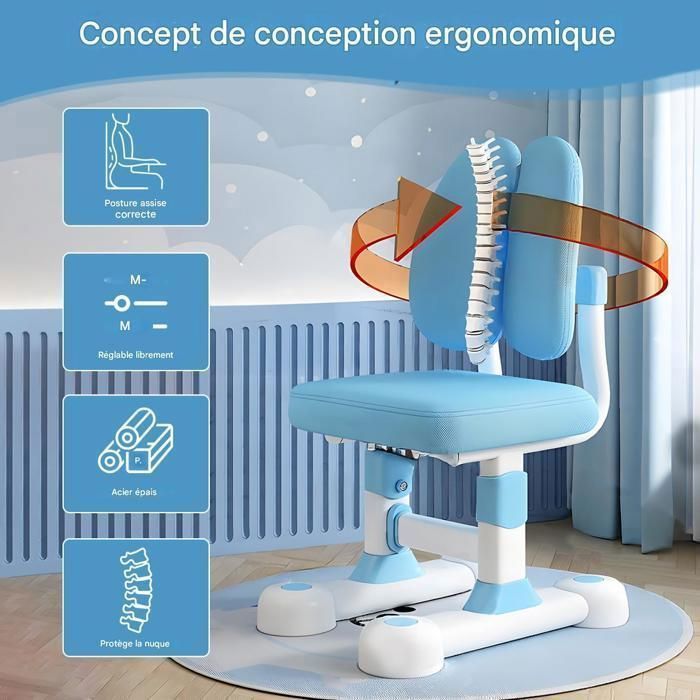 Bureau Et Chaise Pour Enfants Réglables En Hauteur Avec Support Lecture Inclinable, Lumière LED - Idéal 3 à 18 Ans