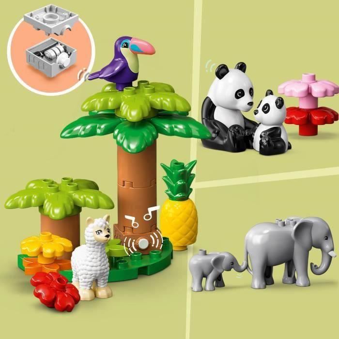 LEGO Duplo 10971 Animaux sauvages d'Afrique, Jouet sur le Safari pour  Enfants de 2 Ans avec Figurines d'Éléphant et de Girafe, avec Tapis de Jeu