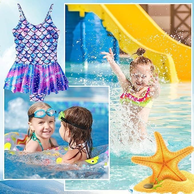 Maillot de Bain Fille Une pièce Sirène Scintillant Maillot de Bain pour  Fille Enfant 5-12 Ans