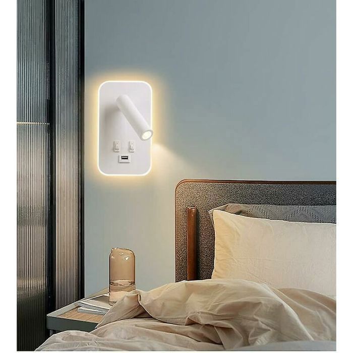 Liseuse Murale Orientable Liseuse Murale Avec Du00e9tecteur De Mouvement, Lampe Liseuse Pour Lit Avec Sortie USB, De Liseuse Lampe