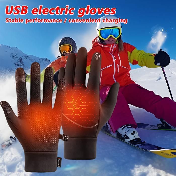 Gants Chauffants USB Réglables - Design Tactile, Pour Femme - Ski, Randonnée, Équitation