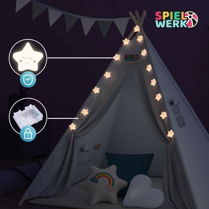 Tente Tipi SoBuy OSS02-W – En Coton 100% Naturel – Poteaux Pin – Tapis De Sol Inclus – Dès 2 Ans