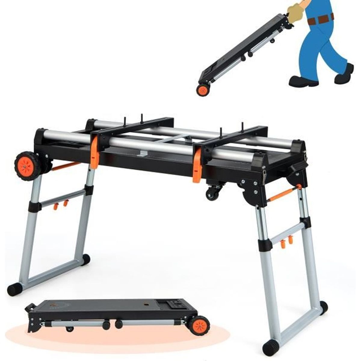 COSTWAY Etabli Pliant Multifonction Scie sur Table Pliable Hauteur Réglable 3 Niveaux Largeur
