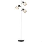 Lampadaire sur pied salon - HOMCOM - 3 lumières avec interrupteur individuels - adaptée aux ampoules E27 (non incluses) - noir