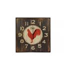 Grande Horloge Murale Carrée Bistrot Le Coq - DECORATION D'AUTREFOIS - Fer - Marron - Vintage - 60cm