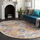 LIVABLISS Tapis Oval de Salon à Poils Courts Doux Vintage Oriental INES 200x275cm Multicolore/Orange
