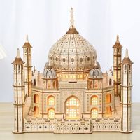 Puzzle 3D Maquette en Bois à Construire Maquette Bois 3D Adulte Puzzle 3D en Bois Kit de Puzzle Taj Mahal Lumière LED Construction