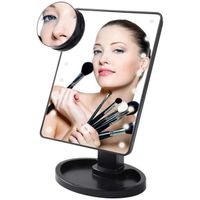 Miroir de Maquillage éclairé Miroir de Maquillage Miroir de Table avec lumière Smart Touch Kickstand 16 LED Light Up Mirror Incident