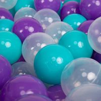 KiddyMoon 100 7Cm L'ensemble De Balles Plastique Pour Piscine Enfant Fabriqué En EU, Turquoise/Violet/Transparent