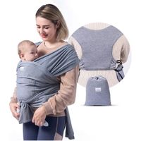 écharpe de portage pour bébé jusqu'a 15kg,réglable, unisex - Porte bébé multifonctionnel avec 1 renforts et range telephone integrés