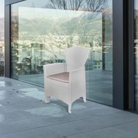 Dmora - Chaise d’extérieur Dboatti, Siège de jardin, Fauteuil d'extérieur effet rotin, 100% Made in Italy, 60x58h89 cm, Blanc