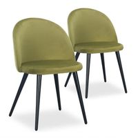 Lot de 2 chaises contemporaines - MENZZO - Maury Velours Kaki - Métal - Tissu - Vintage