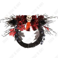 TD® Couronne de crânes d'Halloween  40*40CM  guirlande de branches flétries  Tête de mort  Design lumineux  Décoration d'Halloween