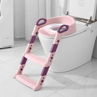 VINTEKY® Réducteur WC Siège de Toilette pour Enfants Echelle Confortable Pliable, Hauteur Réglable - Rose